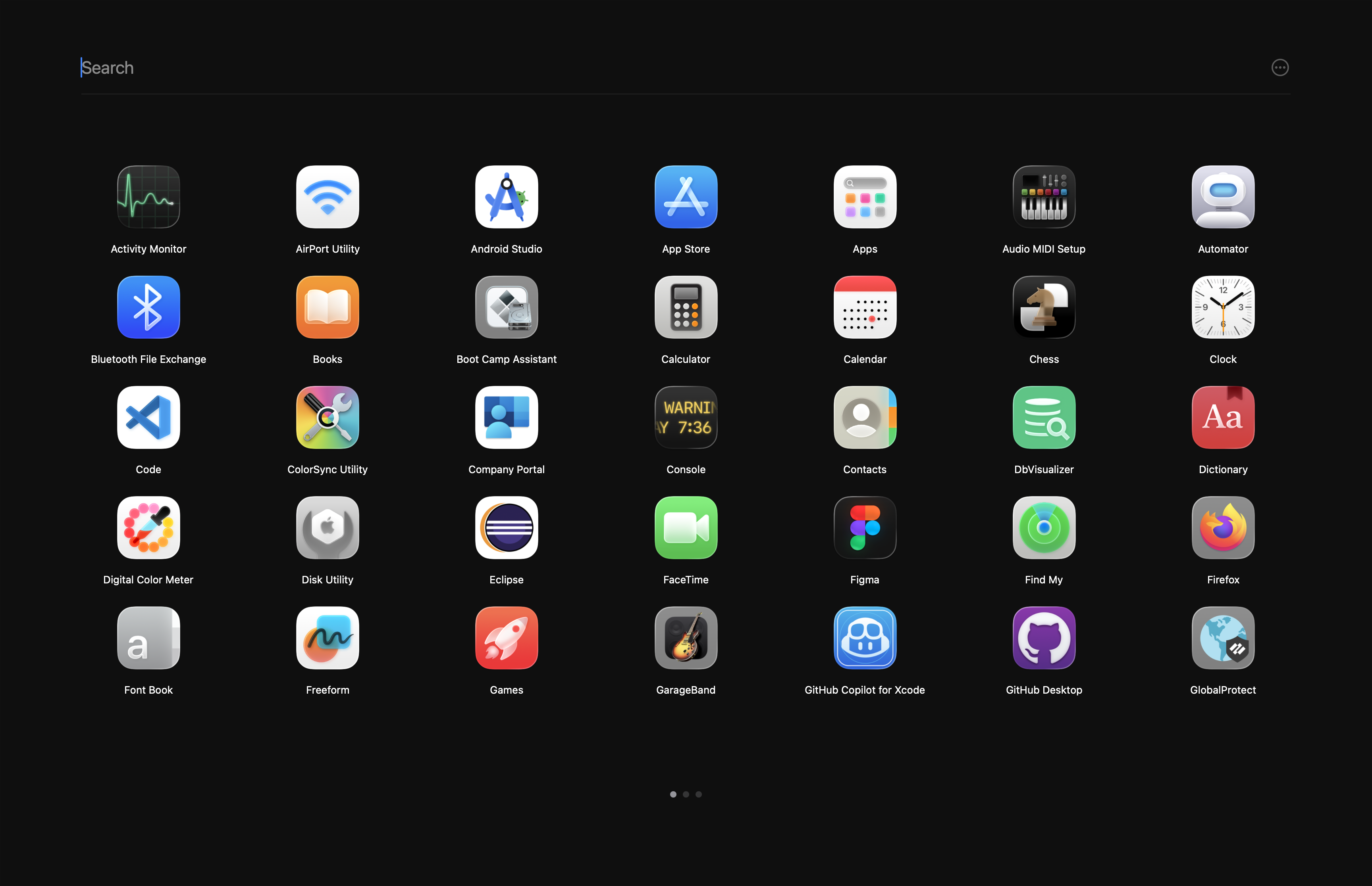 Launchtastic running in fullscreen mode with dark wallpaper